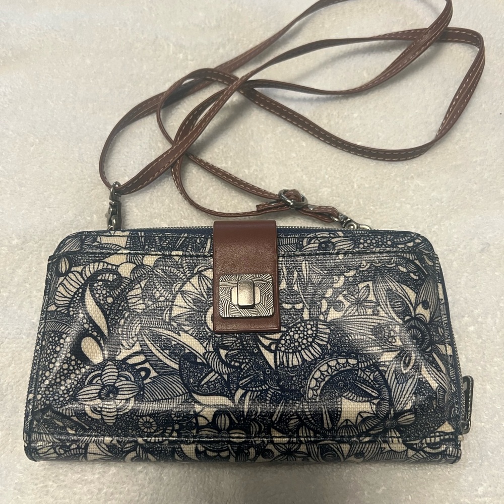Sakroots Navy Floral Crossbody Wallet